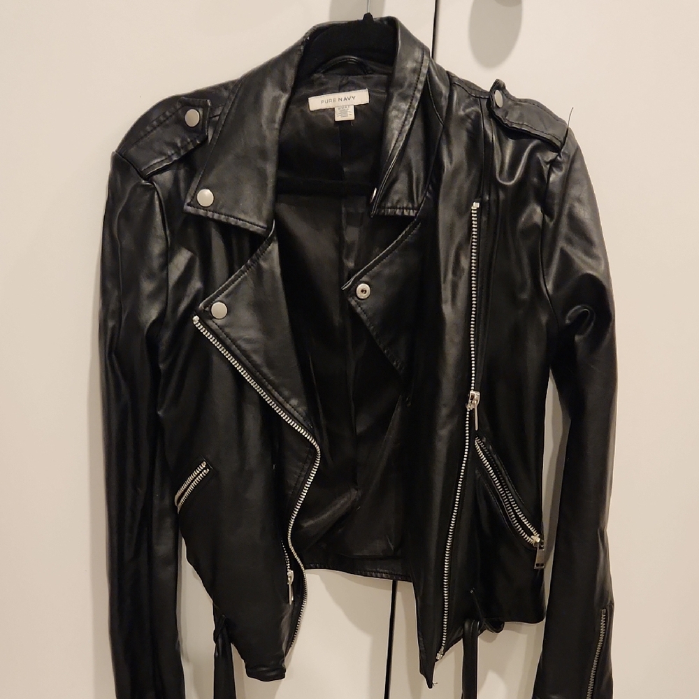 Black Vegan Leather Moto Jacket